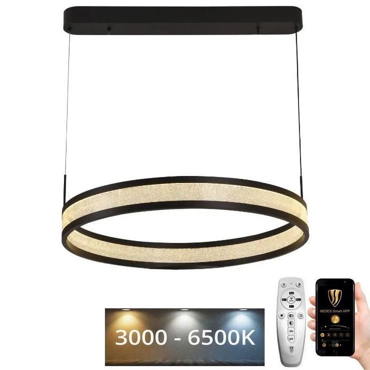 Lámpara de araña LED regulable LED/45W/230V 3000-6500K diá. 60 cm negro + control remoto