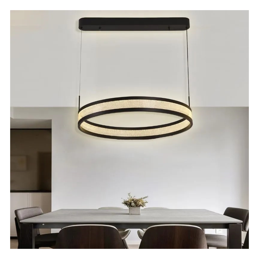 Lámpara de araña LED regulable LED/45W/230V 3000-6500K diá. 60 cm negro + control remoto