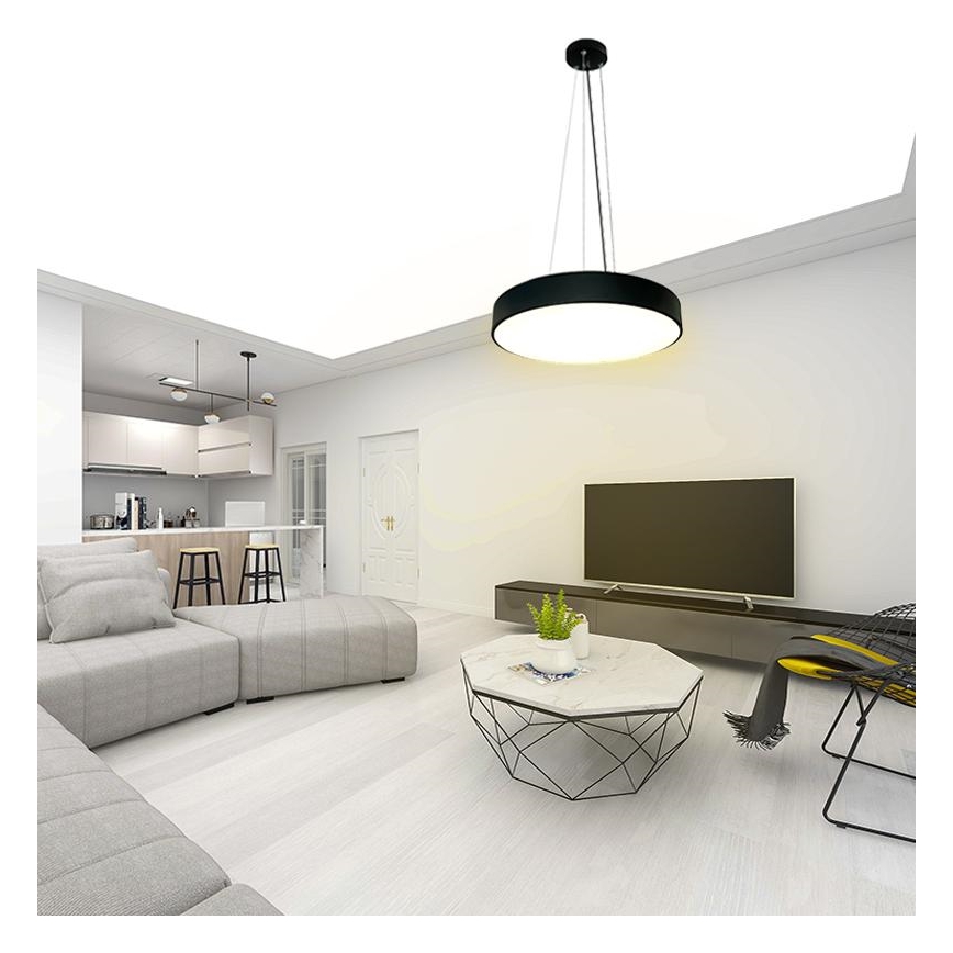 Lámpara de araña LED regulable LED/50W/230V 3000-6500K negro + control remoto