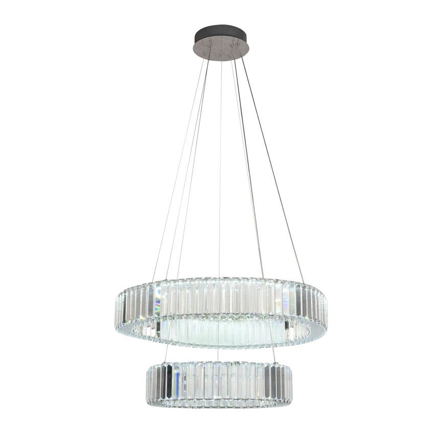 LED Lámpara de araña de vidrio regulable con cuerda LED/65W/230V 3000-6500K cromo brillante + control remoto