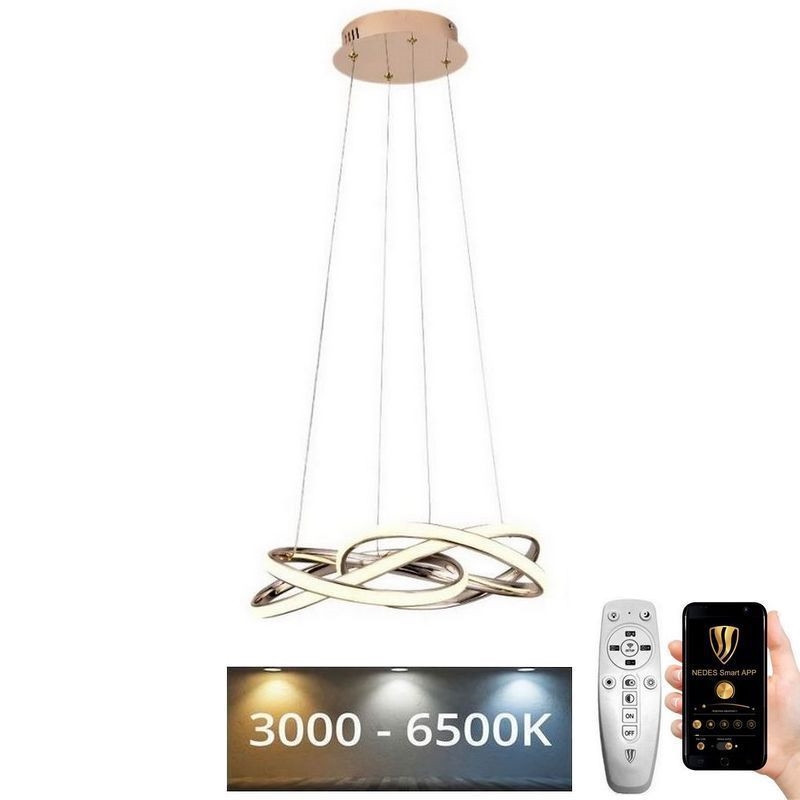 Lámpara de araña LED regulable LED/65W/230V 3000-6500K diá. 48 cm dorado + control remoto