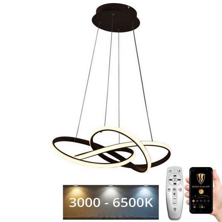 Lámpara de araña LED regulable LED/65W/230V 3000-6500K diá. 48 cm marrón + control remoto