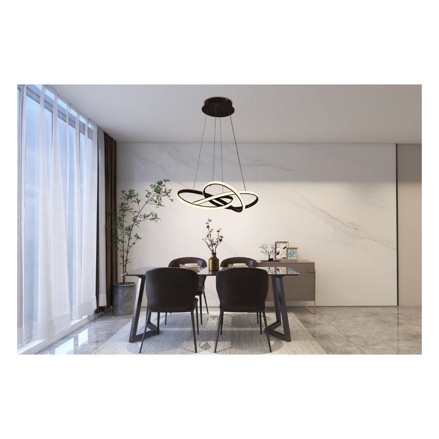 Lámpara de araña LED regulable LED/65W/230V 3000-6500K diá. 48 cm marrón + control remoto