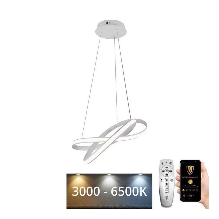 Lámpara de araña LED regulable LED/70W/230V 3000-6500K diá. 55 cm blanco + control remoto