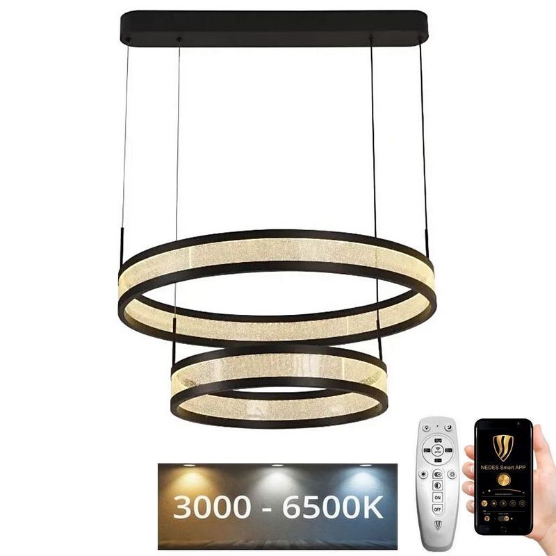 Lámpara de araña LED regulable LED/70W/230V 3000-6500K diá. 60 cm negro + control remoto