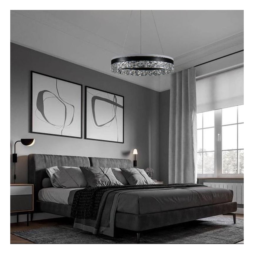 Lámpara de araña LED regulable LED/80W/230V 3000-6500K negro + control remoto