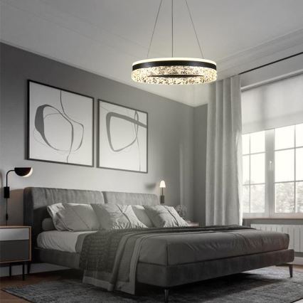 Lámpara de araña LED regulable LED/80W/230V 3000-6500K negro + control remoto