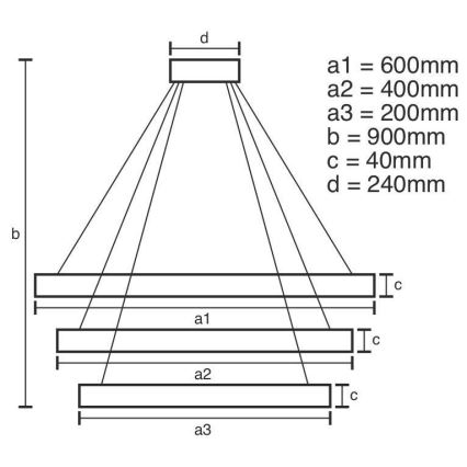 Lámpara de araña LED regulable LED/85W/230V 3000-6500K diá. 60 cm diá. 60 cm + control remoto
