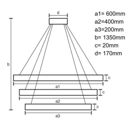 Lámpara de araña LED regulable LED/90W/230V 3000-6500K diá. 60 cm + control remoto