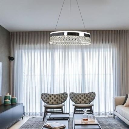 LED Lámpara de araña de cristal regulable en una cadena LED/90W/230V 3000-6500K cromo brillante + control remoto