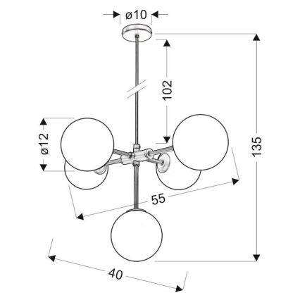 Lámpara de araña MATI 5xG9/28W/230V