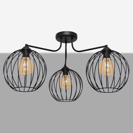 Lámpara de araña MERCURE 3xE27/15W/230V negro