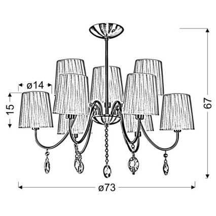 Lámpara de araña SORENTO 9xE14/40W/230V negro