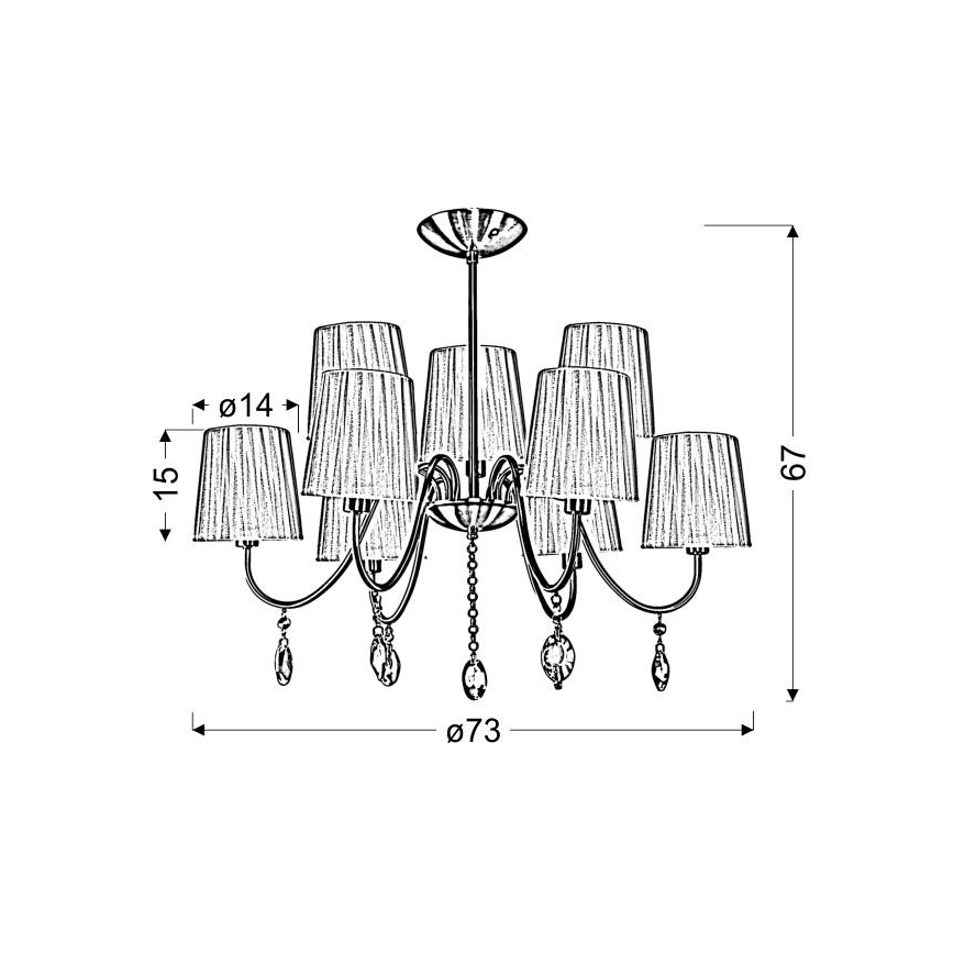 Lámpara de araña SORENTO 9xE14/40W/230V negro