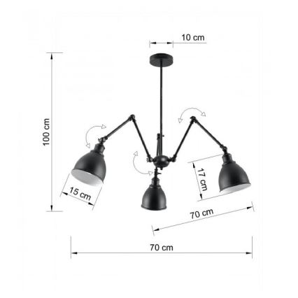 Lámpara de araña STARK SHADE 3xE27/60W/230V