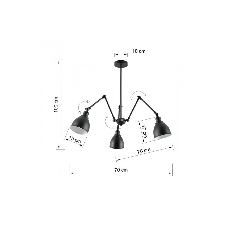 Lámpara de araña STARK SHADE 3xE27/60W/230V