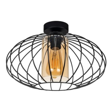 Lámpara de araña suspendida CORRINI 1xE27/60W/230V Ø 34 cm negro/beige