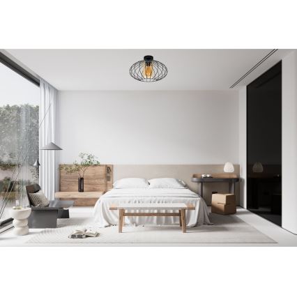 Lámpara de araña suspendida CORRINI 1xE27/60W/230V Ø 34 cm negro/beige