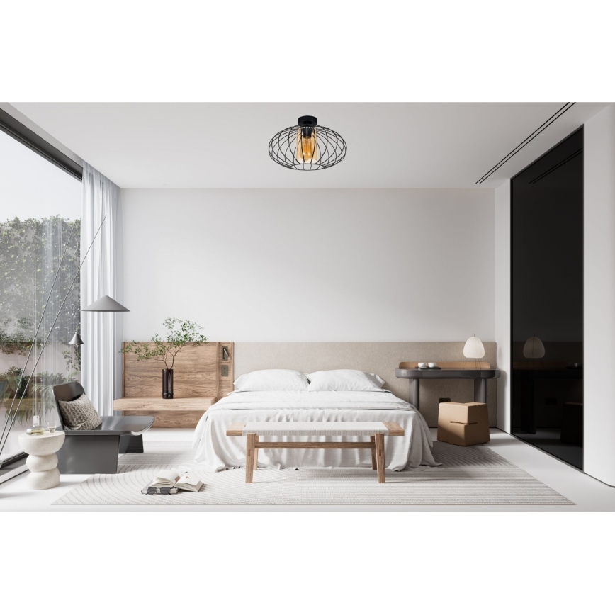 Lámpara de araña suspendida CORRINI 1xE27/60W/230V Ø 34 cm negro/beige