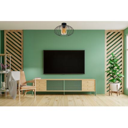 Lámpara de araña suspendida CORRINI 1xE27/60W/230V Ø 34 cm negro/beige