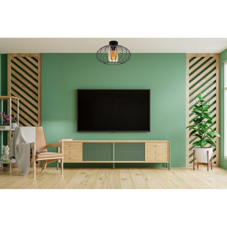 Lámpara de araña suspendida CORRINI 1xE27/60W/230V Ø 34 cm negro/beige