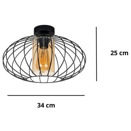 Lámpara de araña suspendida CORRINI 1xE27/60W/230V Ø 34 cm negro/beige