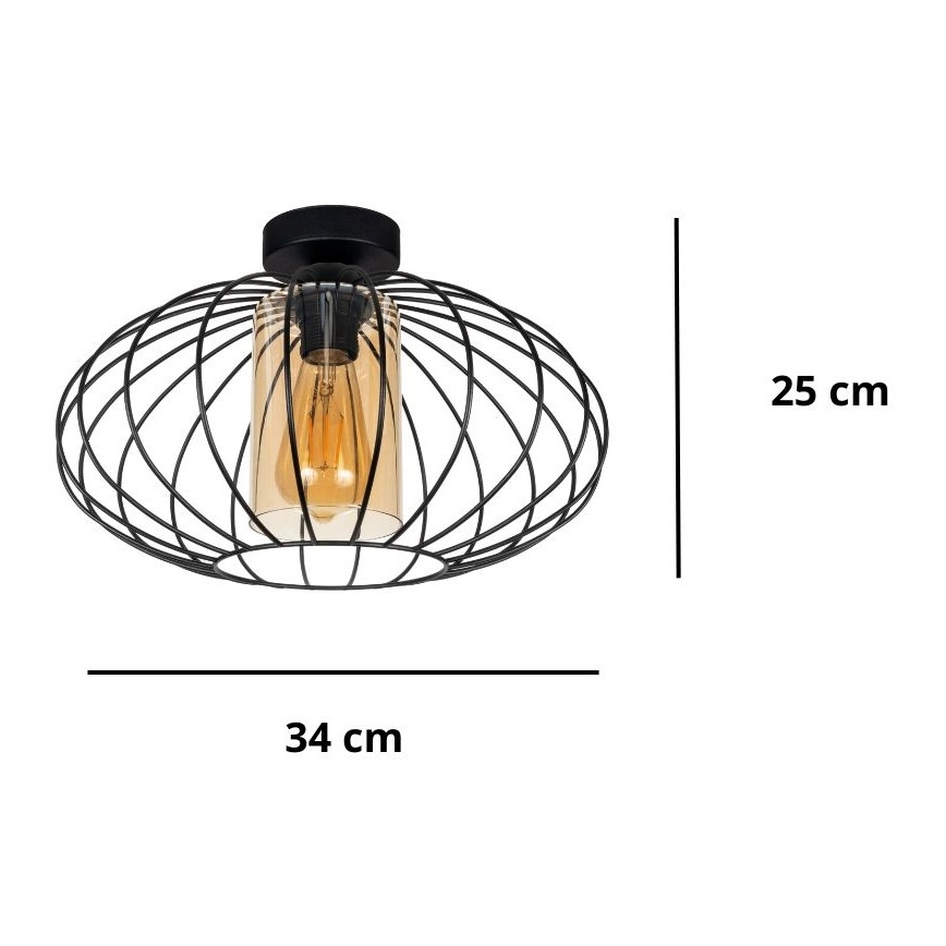 Lámpara de araña suspendida CORRINI 1xE27/60W/230V Ø 34 cm negro/beige