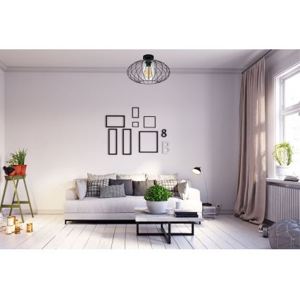 Lámpara de araña suspendida CORRINI 1xE27/60W/230V Ø 34 cm negro/transparente