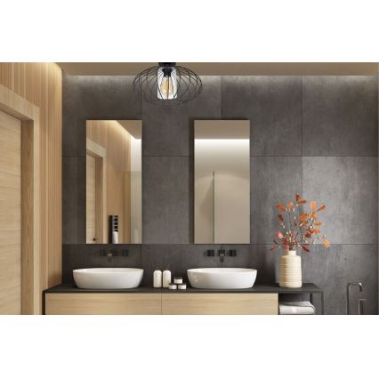 Lámpara de araña suspendida CORRINI 1xE27/60W/230V Ø 34 cm negro/transparente