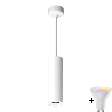 Lámpara de baño regulable LED RGBW en cable TURYN 1xGU10/6,5W/230V 2700-6500K Wi-Fi IP44 blanca