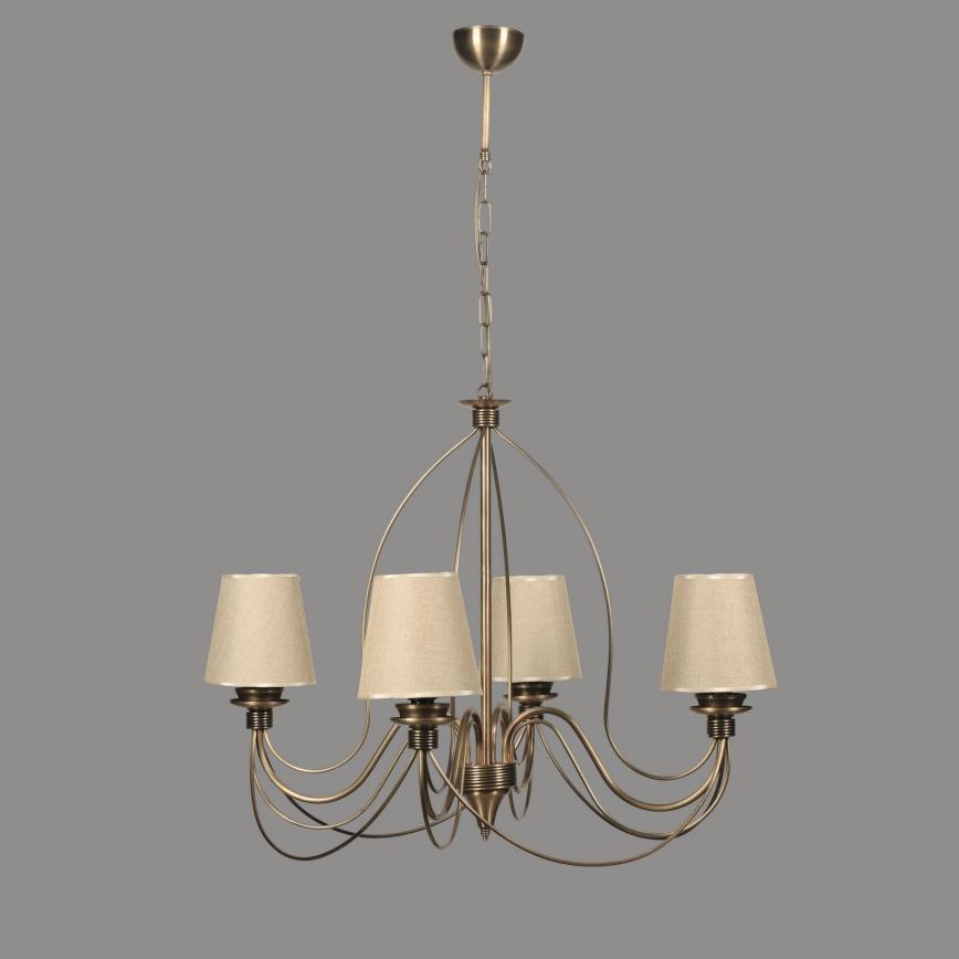 Lámpara de cadena CLASSIC 4xE14/40W/230V bronce/beige