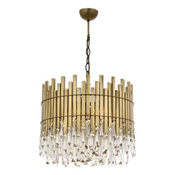 Lámpara de cadena CRYSTALLINE 6xE27/40W/230V pr. 40 cm bronce