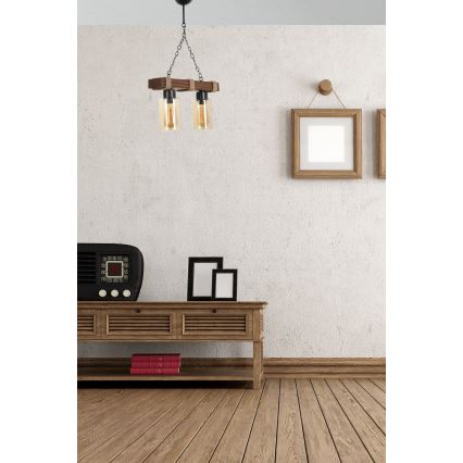 Lámpara de cadena JASMIN 2xE27/40W/230V marrón/beige