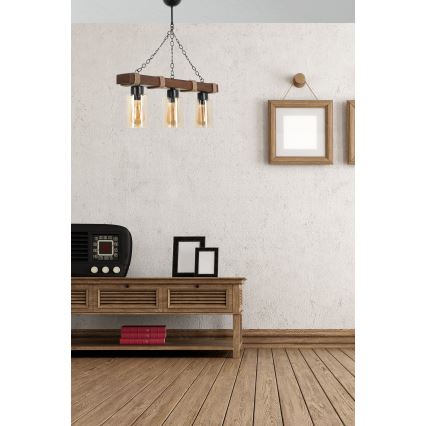 Lámpara de cadena JASMIN 3xE27/40W/230V marrón/beige