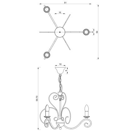 Lámpara colgante con cadena MAURO 3xE14/60W/230V