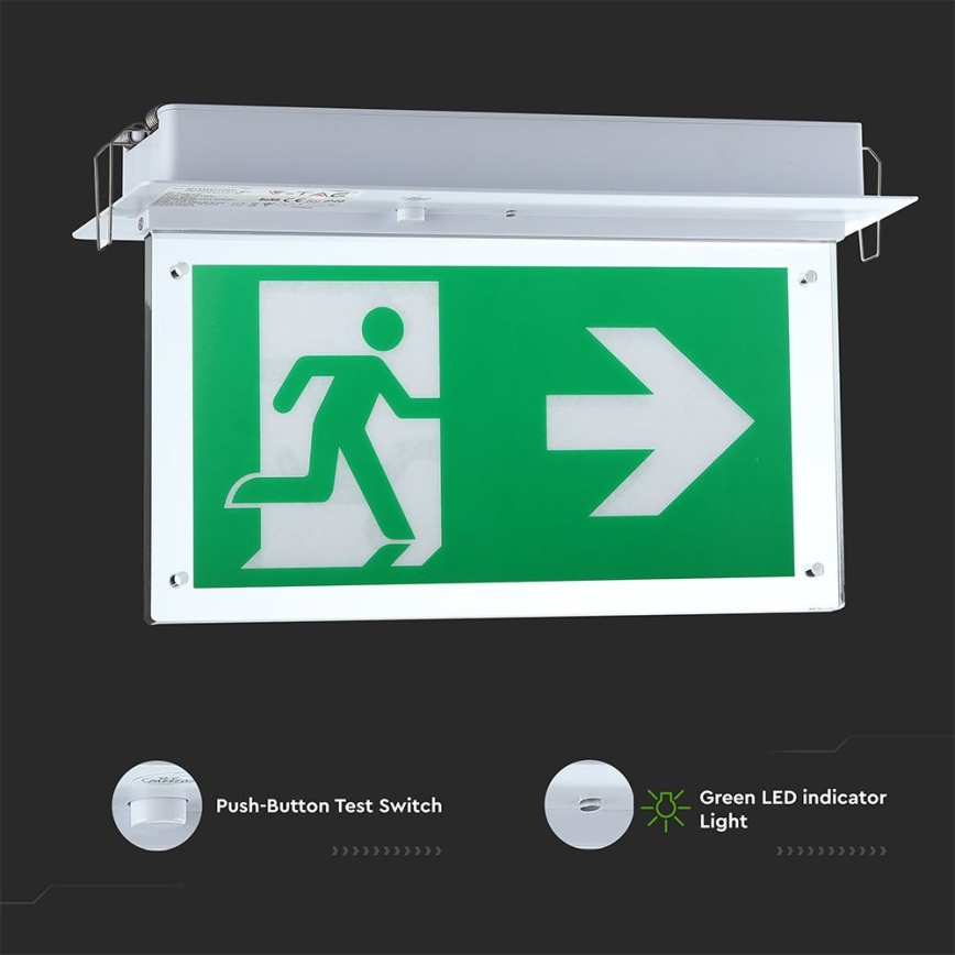 Lámpara de emergencia LED EMERGENCY EXIT SAMSUNG CHIP LED/2W/230V 6000K
