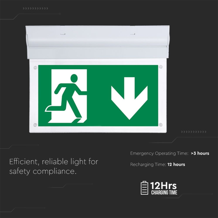 Lámpara de emergencia LED EMERGENCY EXIT SAMSUNG CHIP LED/2W/230V 6000K