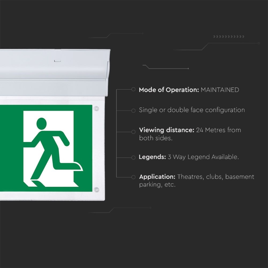 Lámpara de emergencia LED EMERGENCY EXIT SAMSUNG CHIP LED/2W/230V 6000K