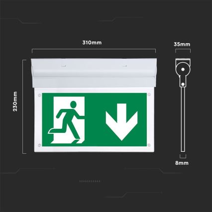 Lámpara de emergencia LED EMERGENCY EXIT SAMSUNG CHIP LED/2W/230V 6000K