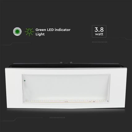 Lámpara de emergencia LED EMERGENCY EXIT SAMSUNG CHIP LED/3,8W/230V 6000K