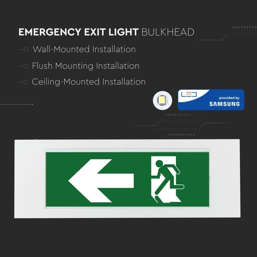 Lámpara de emergencia LED EMERGENCY EXIT SAMSUNG CHIP LED/3,8W/230V 6000K