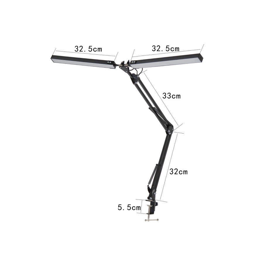 Lámpara de escritorio LED con pinza 2xLED/10W/230V 2800-6800K