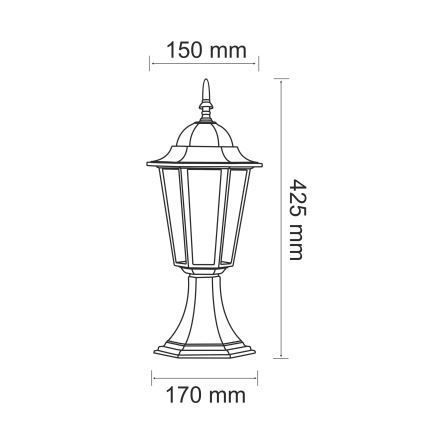 Lámpara de exterior 1xE27/20W/230V IP43 42,5 cm pátina