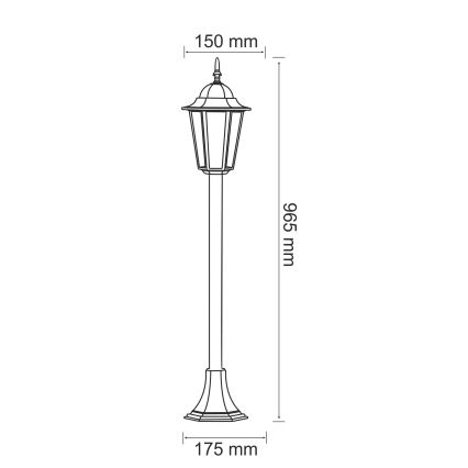 Lámpara de exterior 1xE27/20W/230V IP43 96,5 cm pátina