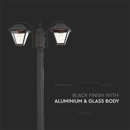 Lámpara de exterior 2xE27/60W/230V IP44 232 cm negro