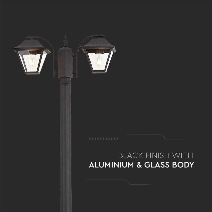 Lámpara de exterior 2xE27/60W/230V IP44 232 cm negro