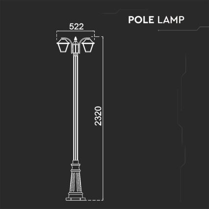 Lámpara de exterior 2xE27/60W/230V IP44 232 cm negro