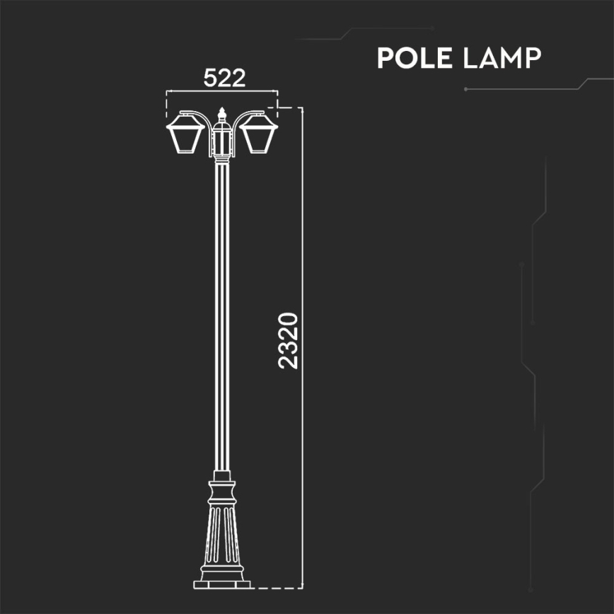 Lámpara de exterior 2xE27/60W/230V IP44 232 cm negro