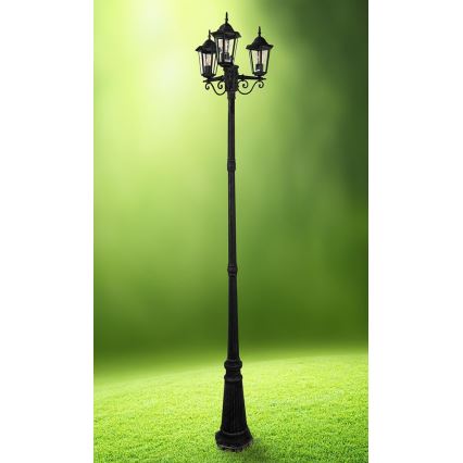 Lámpara de exterior 3xE27/20W/230V IP43 2,58 m negro