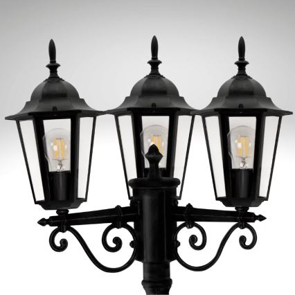 Lámpara de exterior 3xE27/20W/230V IP43 2,58 m negro